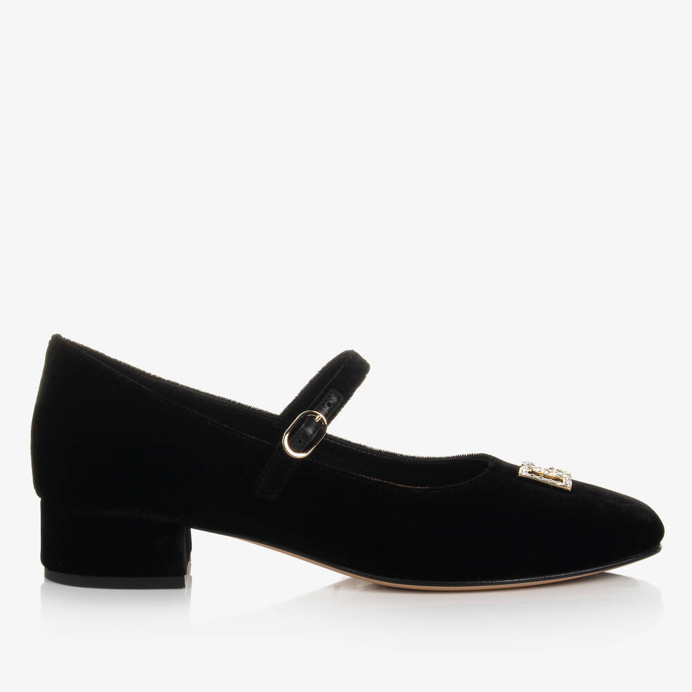 Dolce Gabbana Chaussures noires en velours DG ado