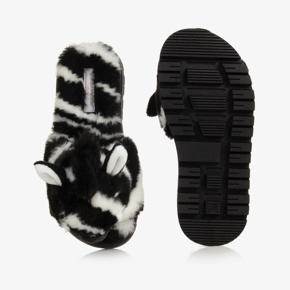 Dolce & Gabbana-Teen Girls Black Zebra Sliders | Childrensalon Outlet