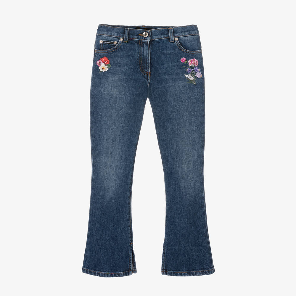 Dolce & Gabbana - Teen Girls Blue Denim Flared Jeans | Childrensalon