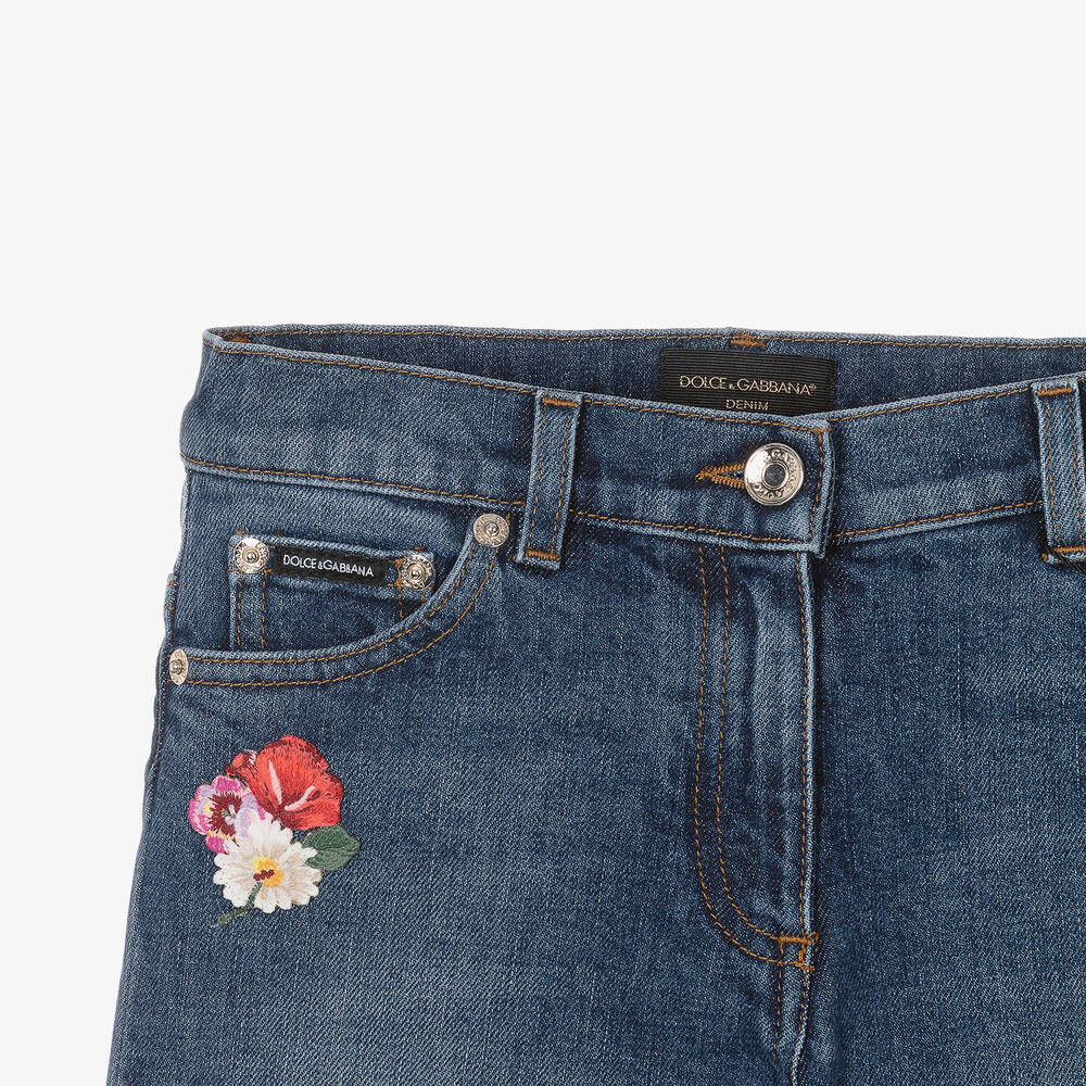 Dolce & Gabbana-Teen Girls Blue Denim Flared Jeans | Childrensalon Outlet