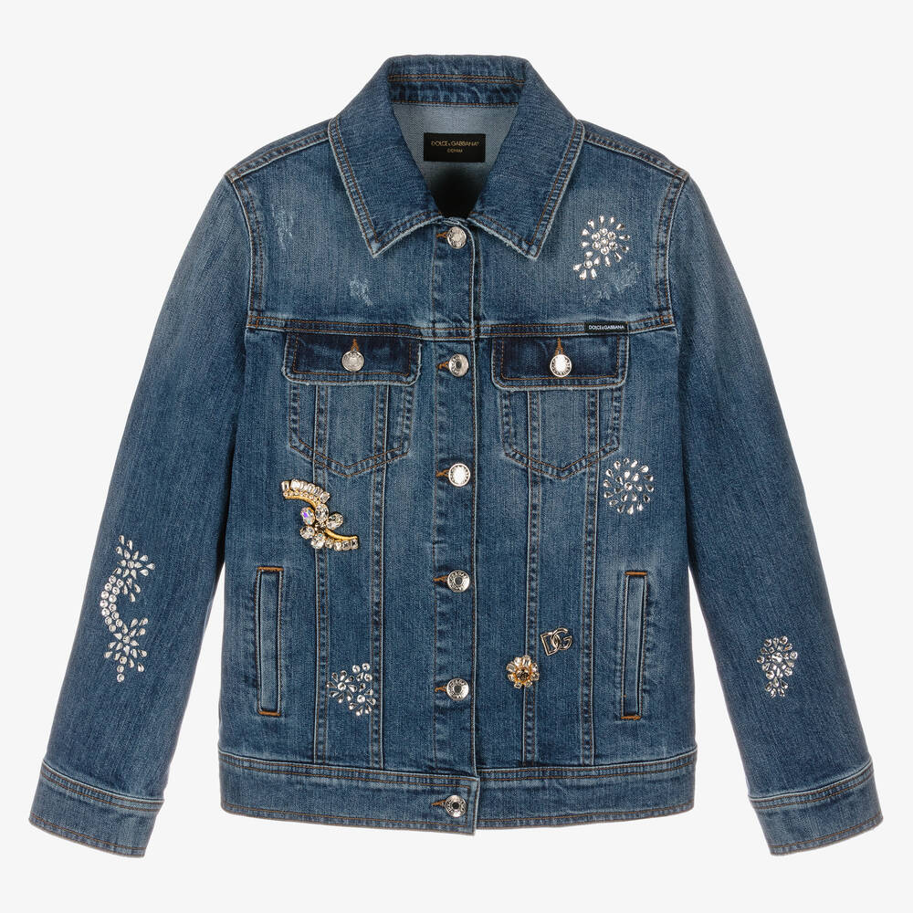 Dolce & Gabbana - Teen Girls Blue Denim Jewelled Jacket | Childrensalon