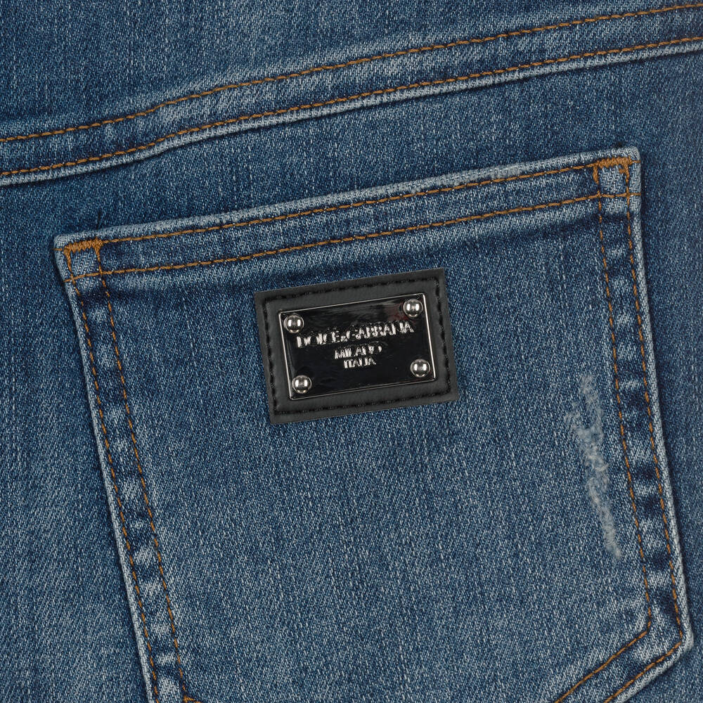 Dolce & Gabbana - Teen Girls Blue Denim & Red Lace Skirt