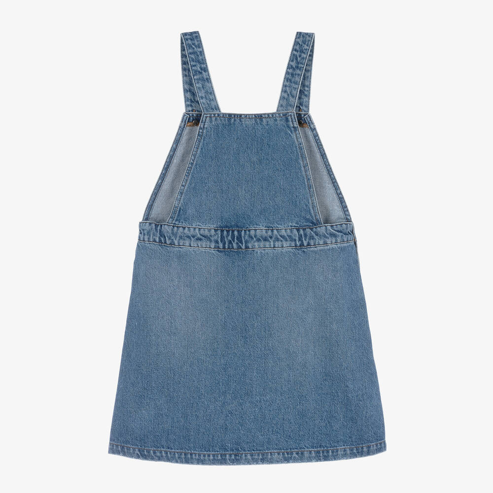 Dolce & Gabbana-Teen Girls Blue Denim Rose Pinafore Dress | Childrensalon Outlet