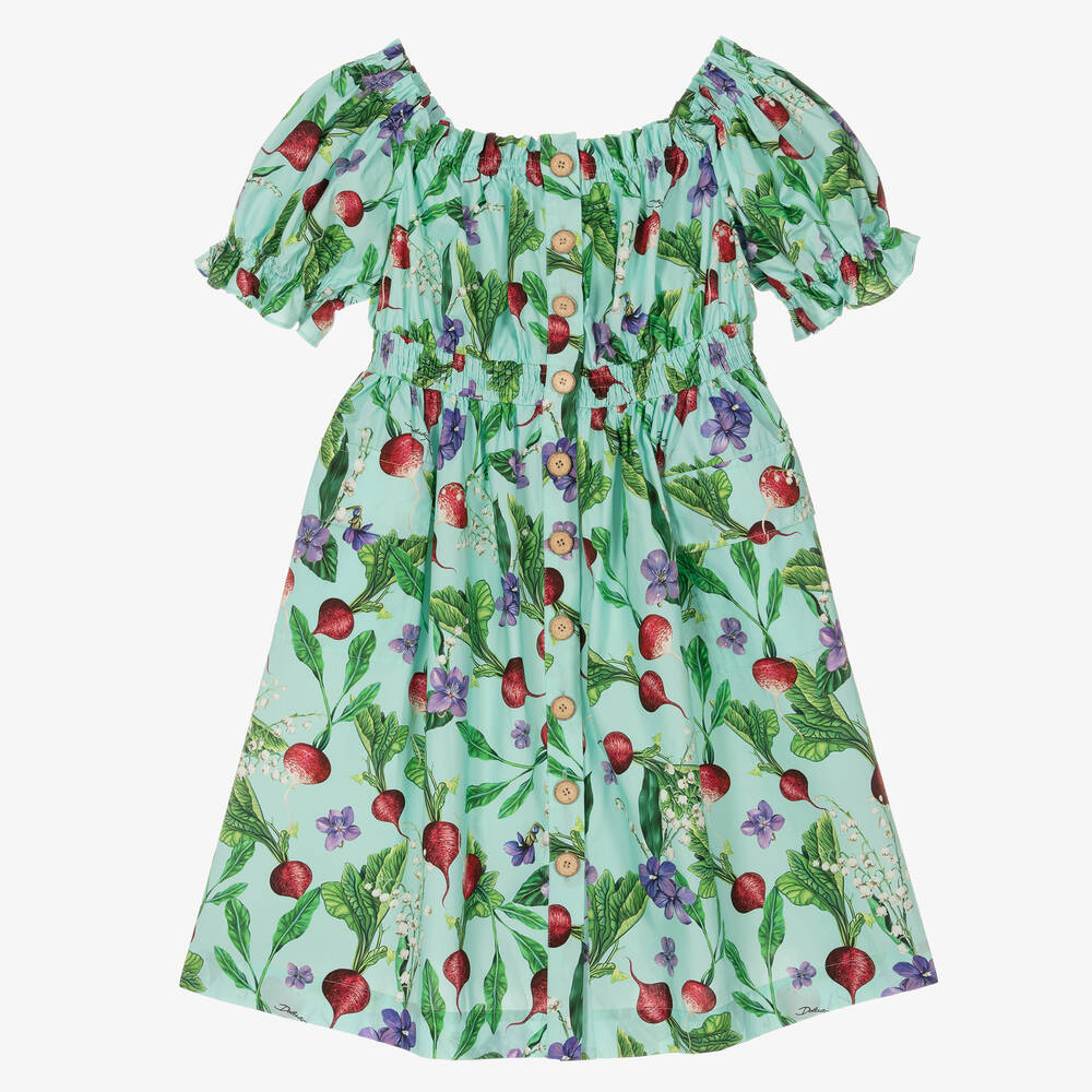 Dolce & Gabbana - Blaues Teen Kleid mit Gemüse-Print | Childrensalon