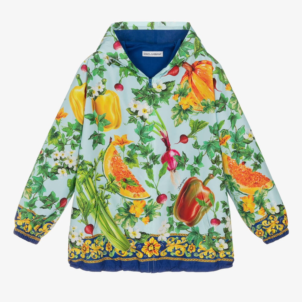 Dolce & Gabbana - Teen Girls Blue Farmer Print Jacket | Childrensalon