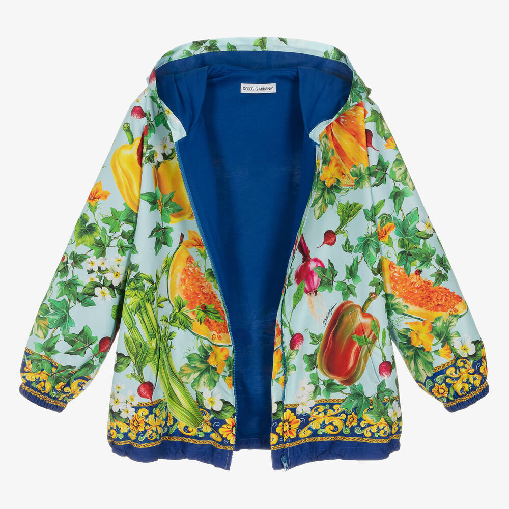Dolce & Gabbana-Teen Girls Blue Farmer Print Jacket | Childrensalon Outlet