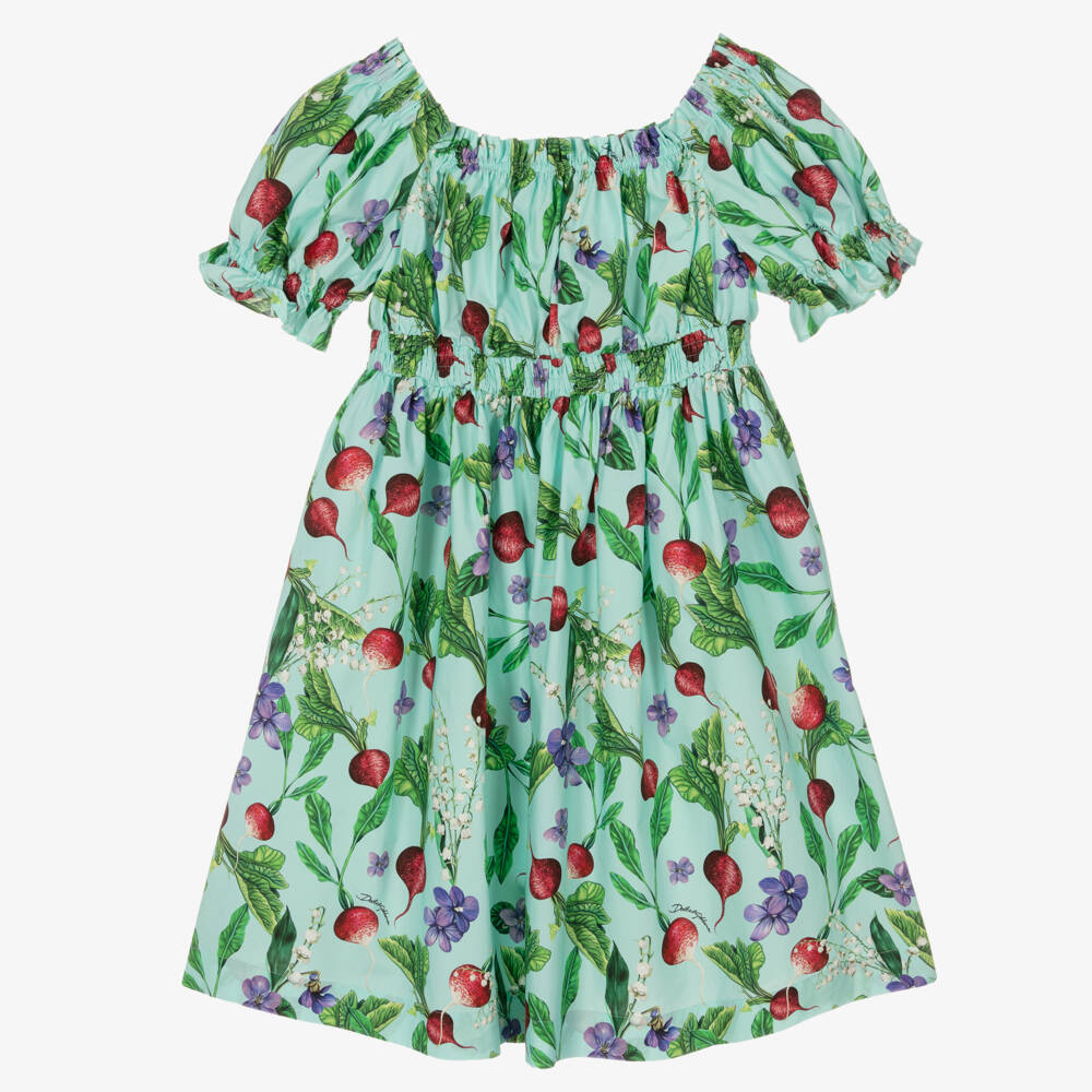 Dolce & Gabbana-Подростковое платье с синим цветочным принтом для девочек | Childrensalon Outlet