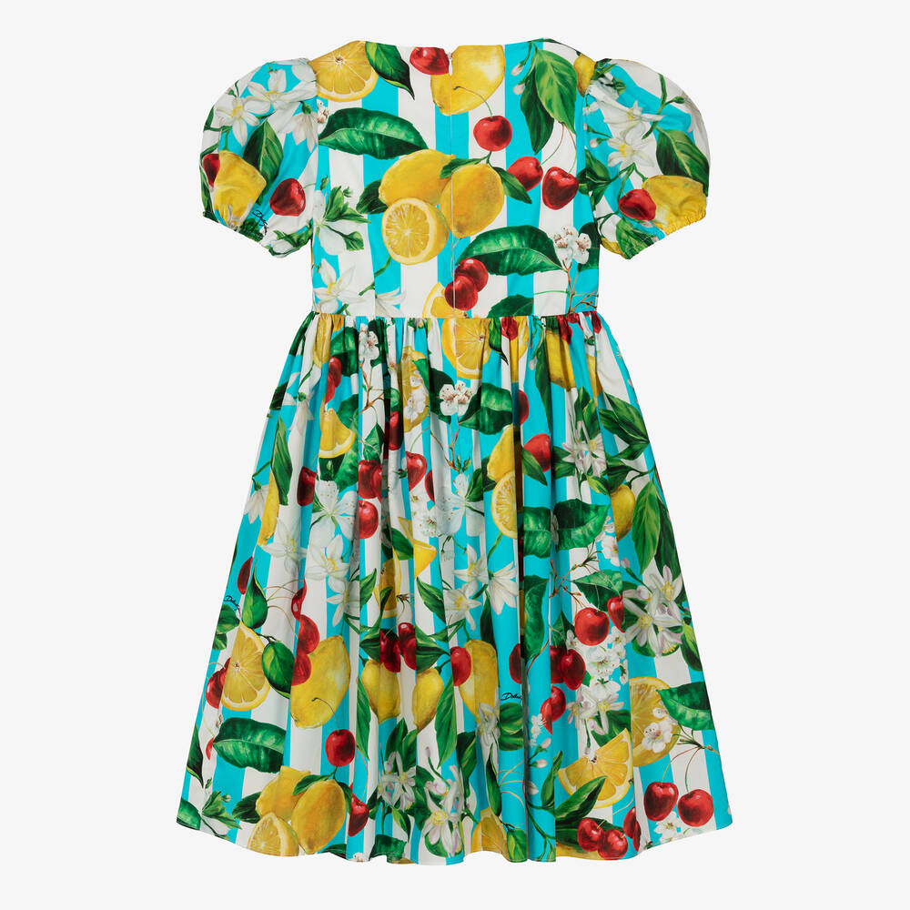 Dolce & Gabbana-فستان قطن بوبلين لون أزرق للمراهقات | Childrensalon Outlet