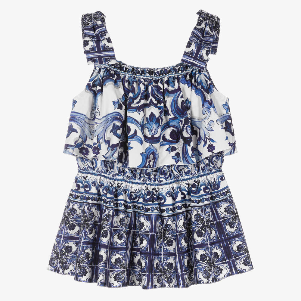 Dolce & Gabbana - Haut bleu Majolica Ado fille | Childrensalon