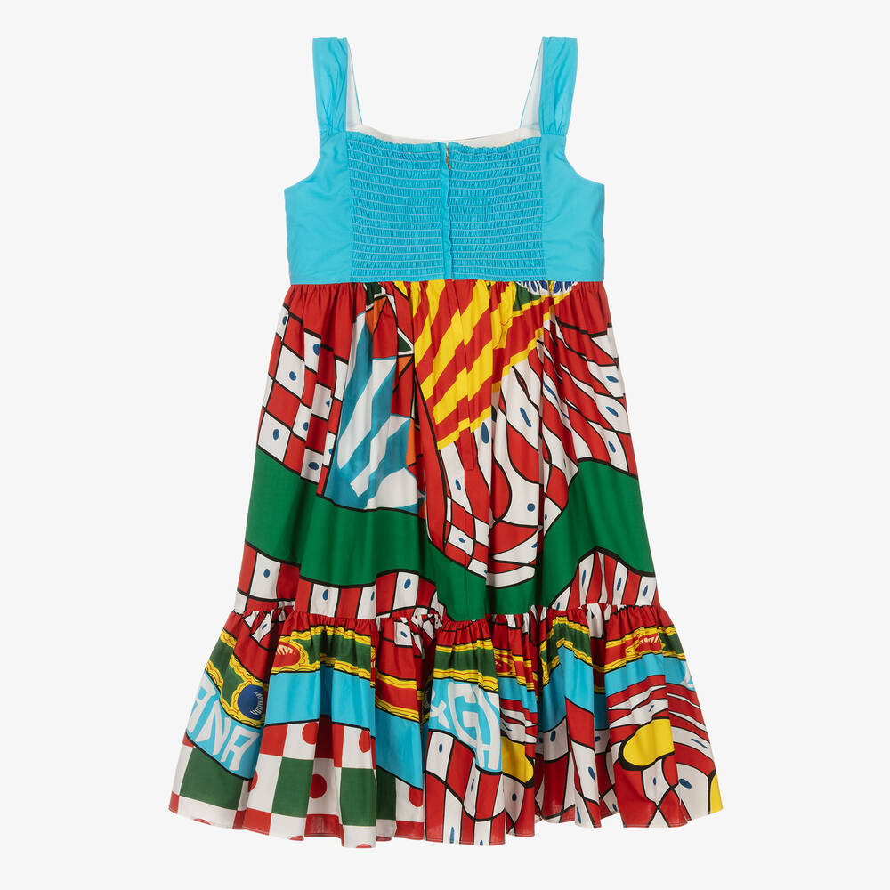 Dolce & Gabbana-Teen Girls Blue & Red Cotton Dress | Childrensalon Outlet