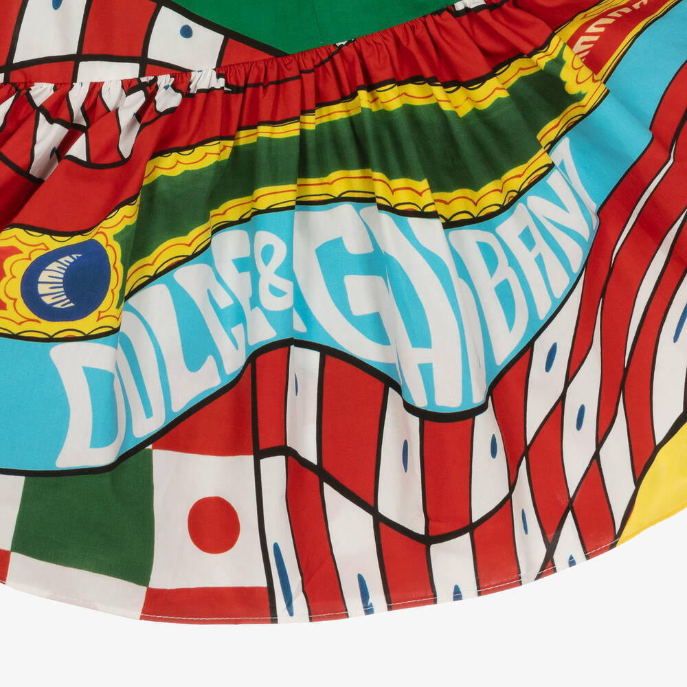 Dolce & Gabbana-Teen Girls Blue & Red Cotton Dress | Childrensalon Outlet
