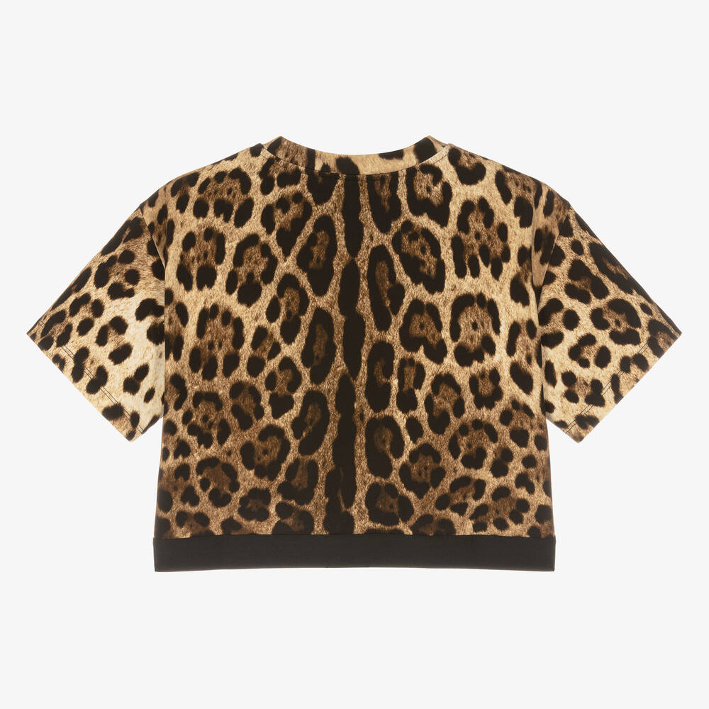 Dolce & Gabbana - Teen Girls Brown Leopard Print Crop Top