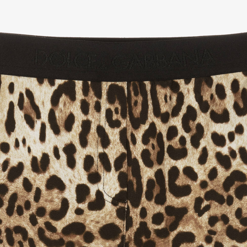 Dolce & Gabbana-Teen Girls Brown Leopard Print Joggers | Childrensalon Outlet