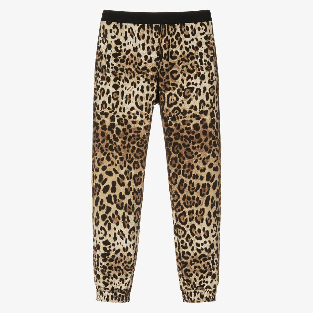 Dolce & Gabbana - Teen Girls Brown Leopard Print Joggers | Childrensalon