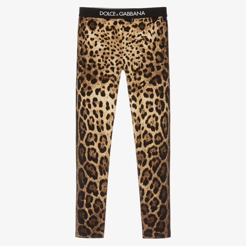 Dolce & Gabbana - Legging marron à imprimé léopard | Childrensalon