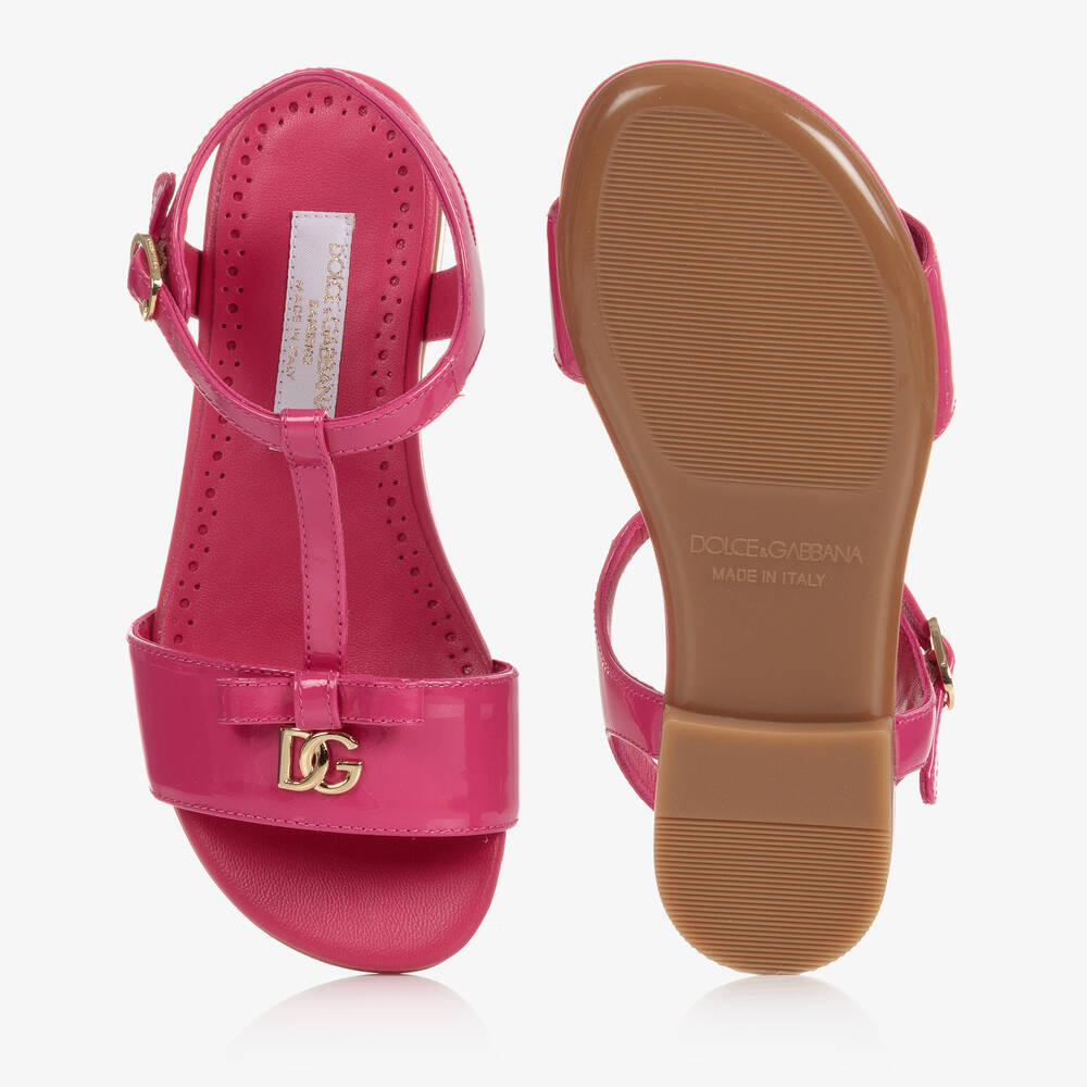 Dolce & Gabbana-Сандалии из лакированной кожи цвета фуксии | Childrensalon Outlet