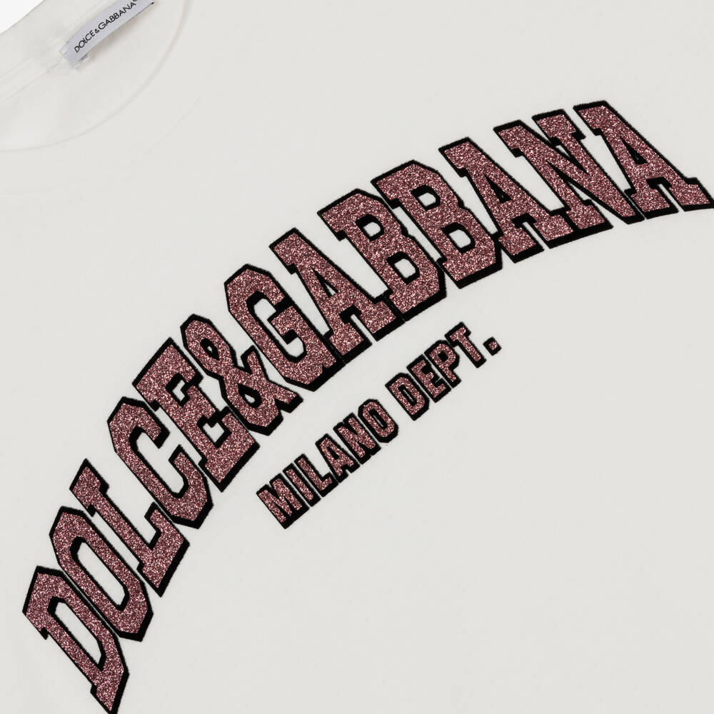 Dolce & Gabbana-Teen Girls Glitter Logo Tee | Childrensalon Outlet