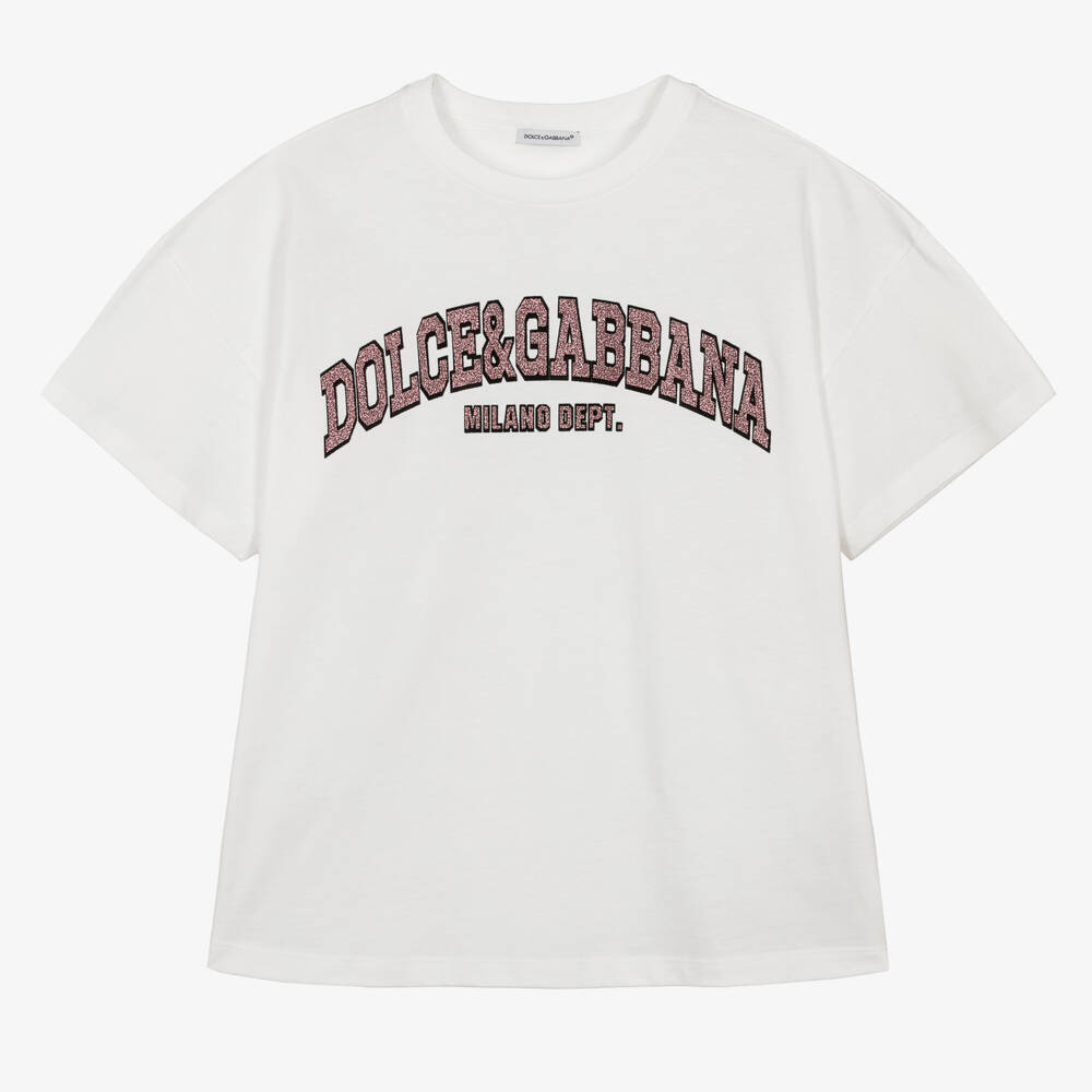 Dolce & Gabbana-Teen Girls Glitter Logo Tee | Childrensalon Outlet