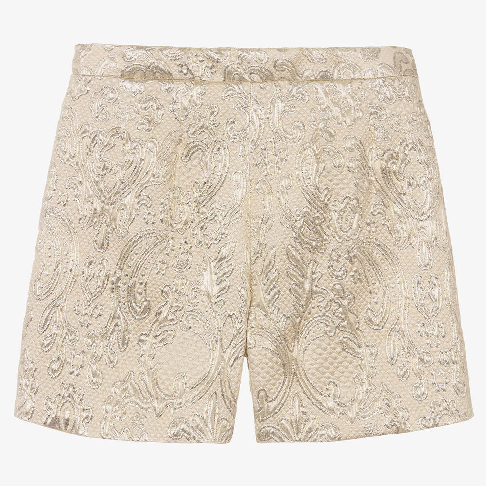 Dolce & Gabbana-Teen Girls Gold Brocade Shorts  | Childrensalon Outlet
