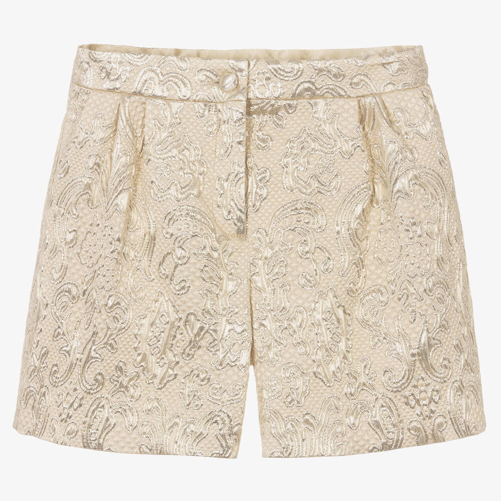 Dolce & Gabbana - Teen Girls Gold Brocade Shorts  | Childrensalon