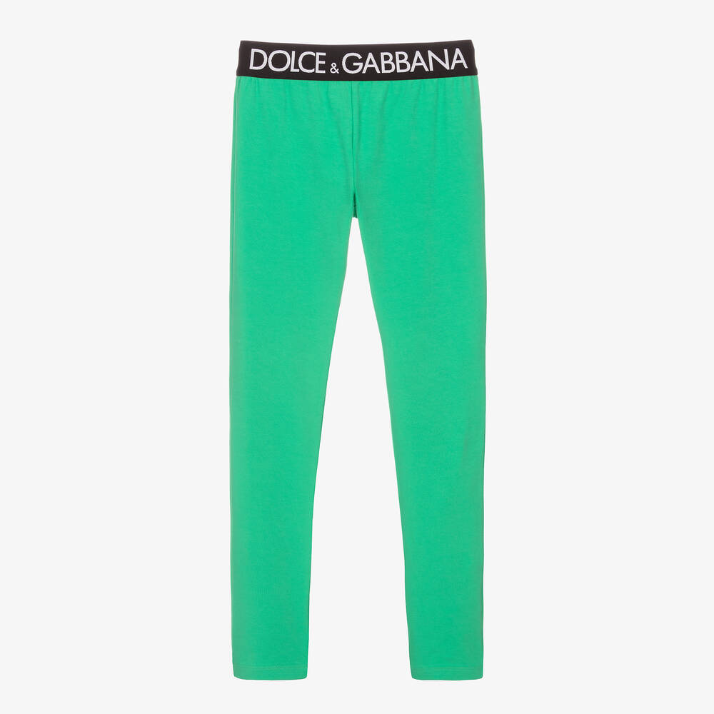 Dolce & Gabbana - Teen Girls Green Logo Leggings | Childrensalon