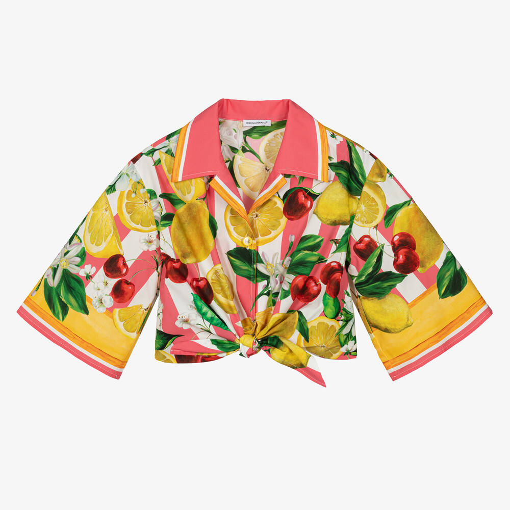 Dolce & Gabbana-Teen Girls Lemon & Cherry Print Cotton Blouse | Childrensalon Outlet