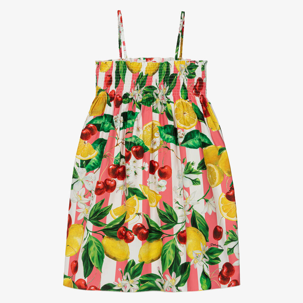 Dolce & Gabbana-Teen Girls Lemon & Cherry Print Cotton Dress | Childrensalon Outlet