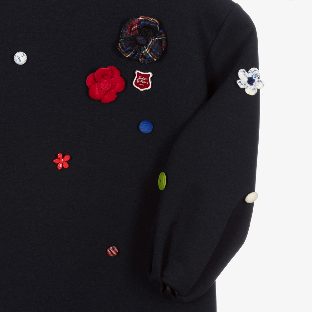 Dolce & Gabbana-Teen Girls Navy Blue Dress  | Childrensalon Outlet