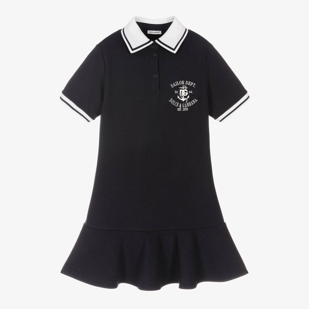Dolce & Gabbana - Teen Girls Navy Blue Polo Dress | Childrensalon