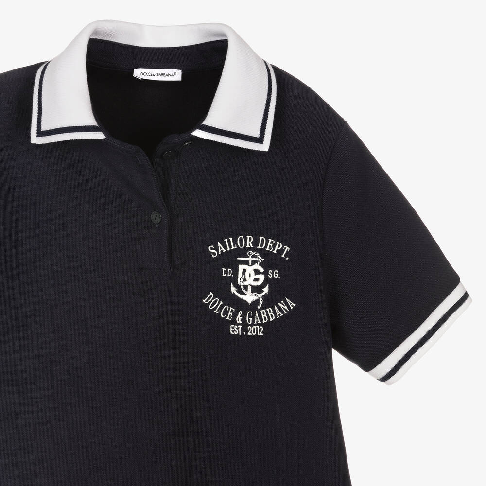 Dolce & Gabbana-Teen Girls Navy Blue Polo Dress | Childrensalon Outlet
