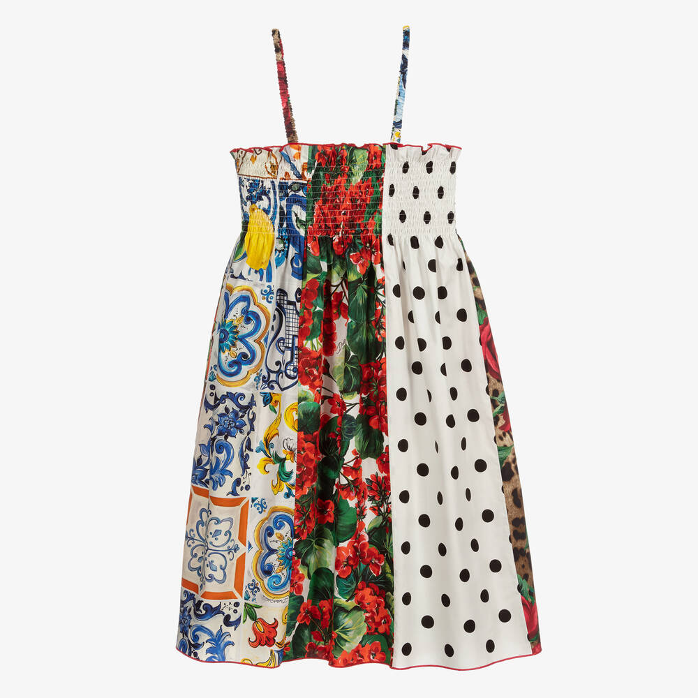 Dolce & Gabbana - فستان تينز قطن بطبعة ملونة | Childrensalon
