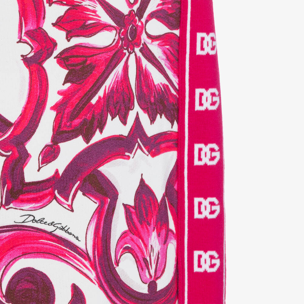 Dolce & Gabbana-Teen Girls Pink Cotton Majolica Joggers | Childrensalon Outlet
