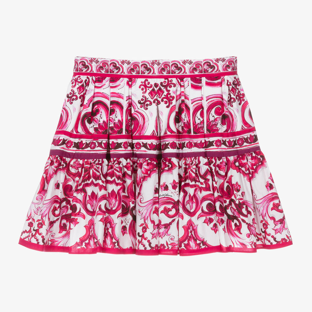 Dolce & Gabbana - Teen Girls Pink Cotton Majolica Skirt | Childrensalon