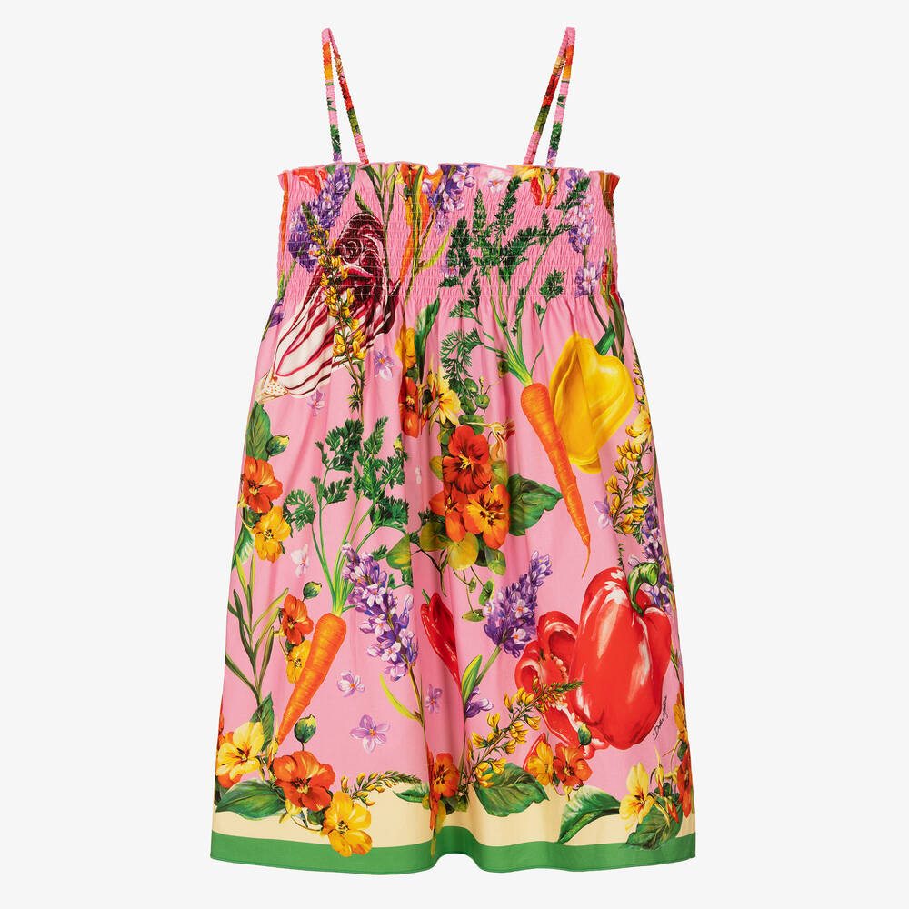 Dolce & Gabbana - Rosa Teen Kleid mit Gemüse-Print | Childrensalon