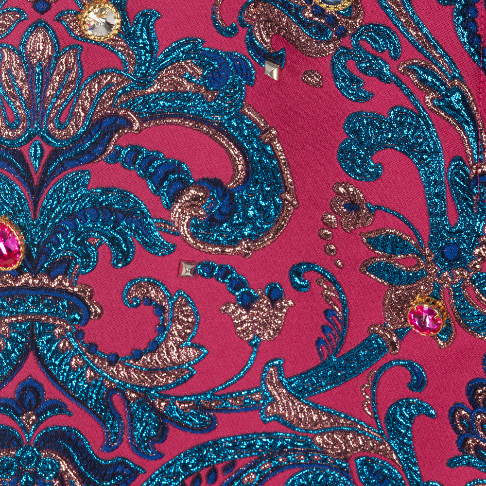  دولتشي آند غابانا-فستان تينز بناتي جاكارد لون زهري وأزرق | Childrensalon Outlet