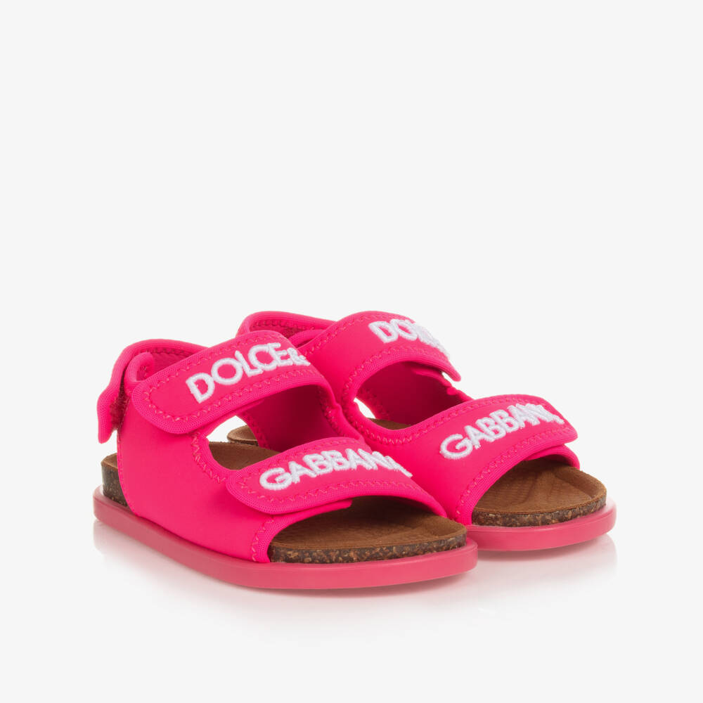 Dolce & Gabbana-صندل تينز بناتي قماش لون زهري نيون | Childrensalon Outlet