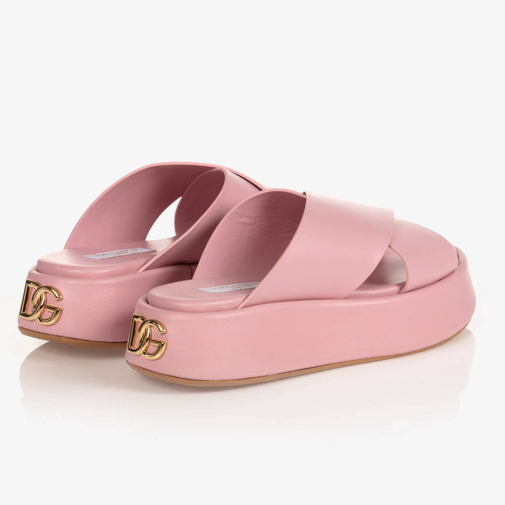 Dolce & Gabbana - Teen Girls Pink Logo Sliders | Childrensalon Outlet