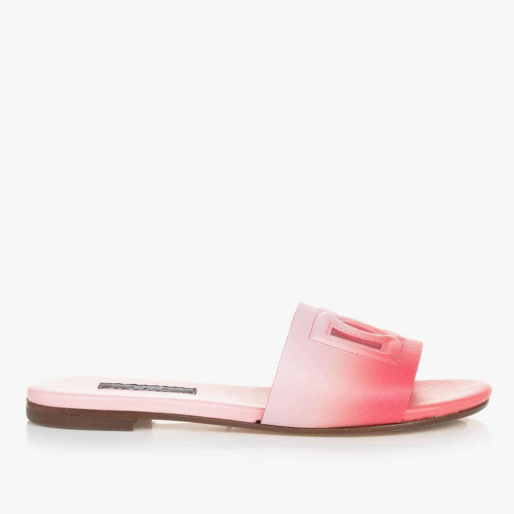 Dolce & Gabbana-Teen Girls Pink Ombré Leather DG Sandals | Childrensalon Outlet