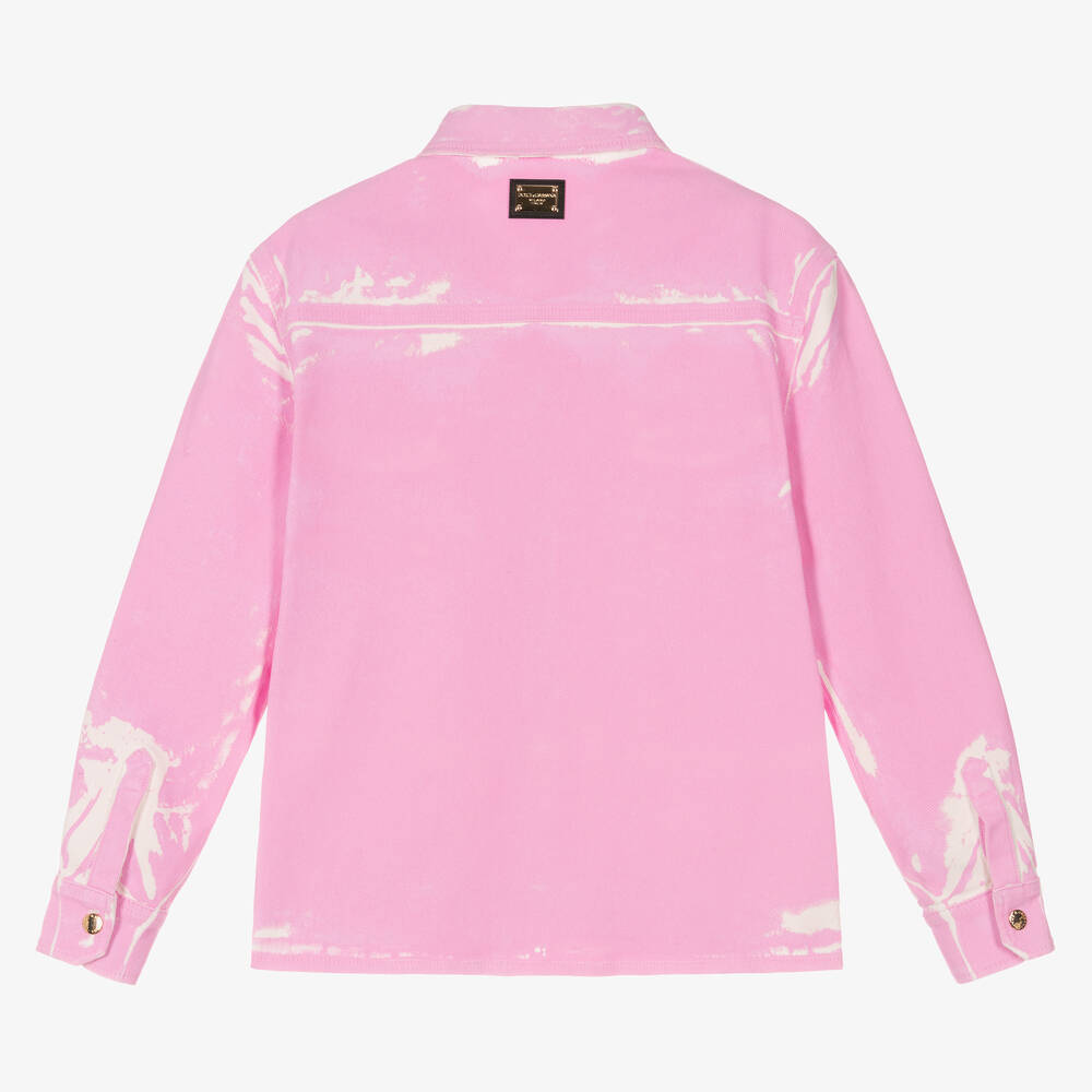 Dolce & Gabbana-Розовая джинсовая куртка с эффектом краски | Childrensalon Outlet