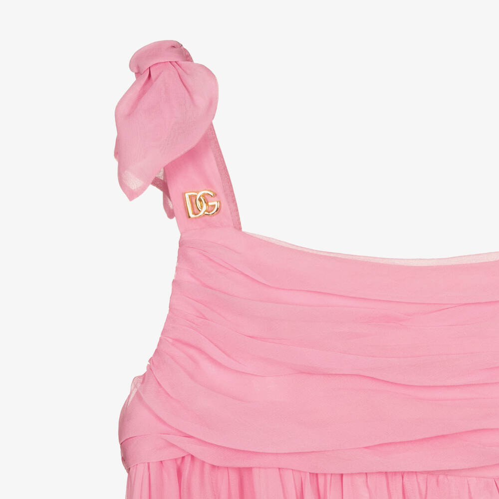 Dolce & Gabbana-Teen Girls Pink Silk Dress | Childrensalon Outlet