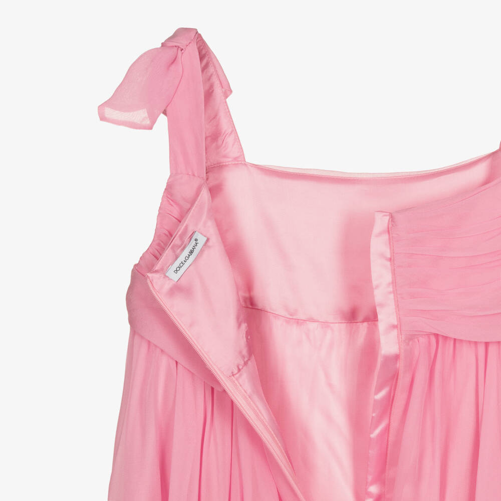 Dolce & Gabbana-Teen Girls Pink Silk Dress | Childrensalon Outlet