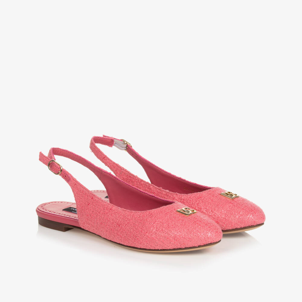 Dolce & Gabbana-بمب باليرينا تويد لون زهري للمراهقات | Childrensalon Outlet