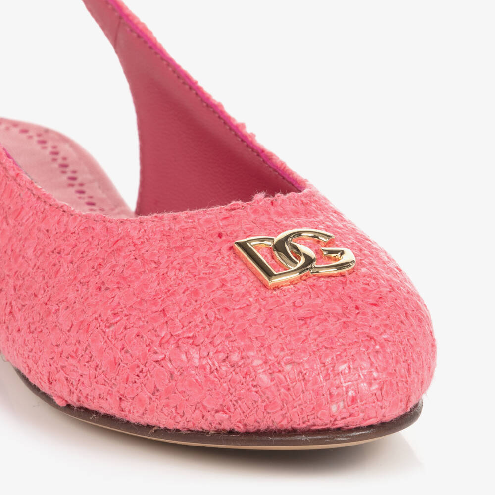 Dolce & Gabbana-Teen Girls Pink Tweed Ballerina Pumps | Childrensalon Outlet