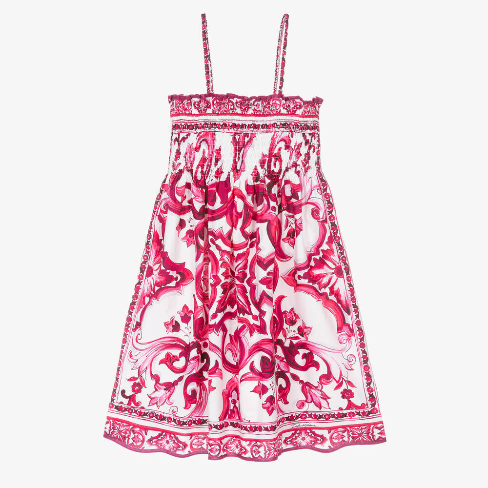 Dolce & Gabbana - Teen Baumwollkleid in Pink und Weiß | Childrensalon
