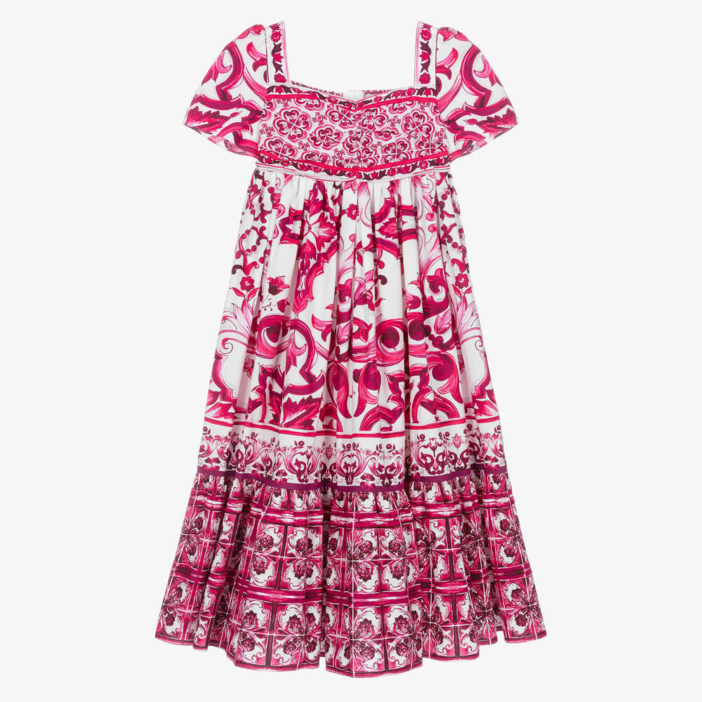 Dolce & Gabbana - Teen Girls Pink & White Cotton Majolica