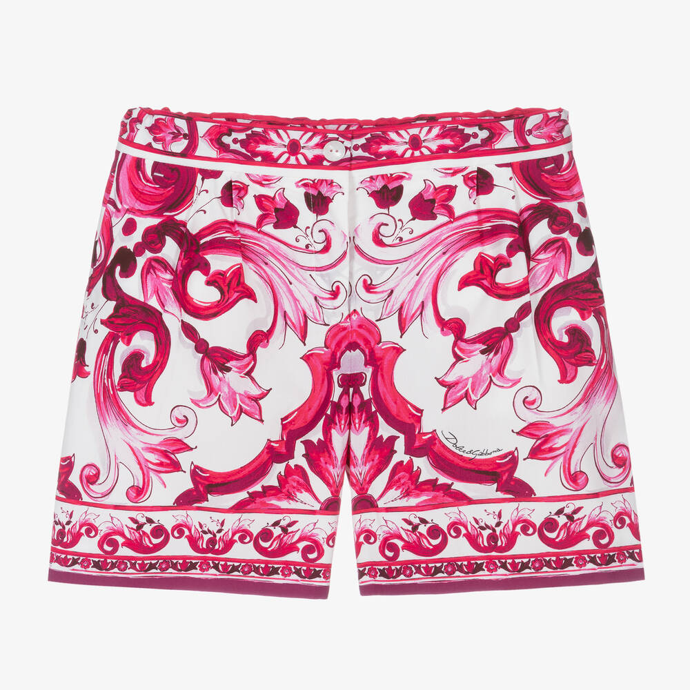 Dolce & Gabbana - Teen Girls Pink & White Cotton Shorts | Childrensalon