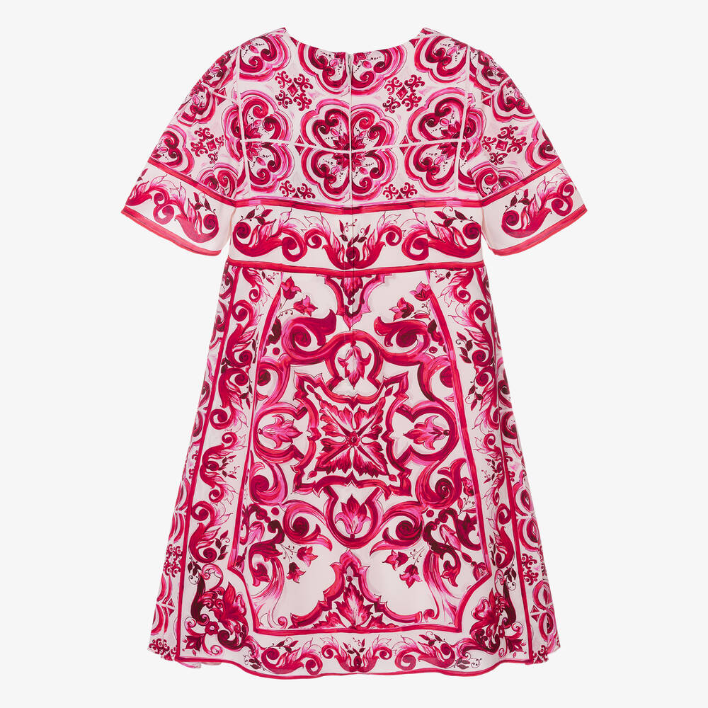 ワンピース DOLCE&GABBANA Majolica Kids Dress DG Majolica cotton poplin dress in purple - Dolce Gabbana