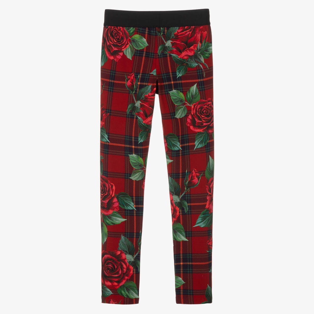 Dolce & Gabbana-Teen Girls Red Cotton Tartan Leggings | Childrensalon Outlet