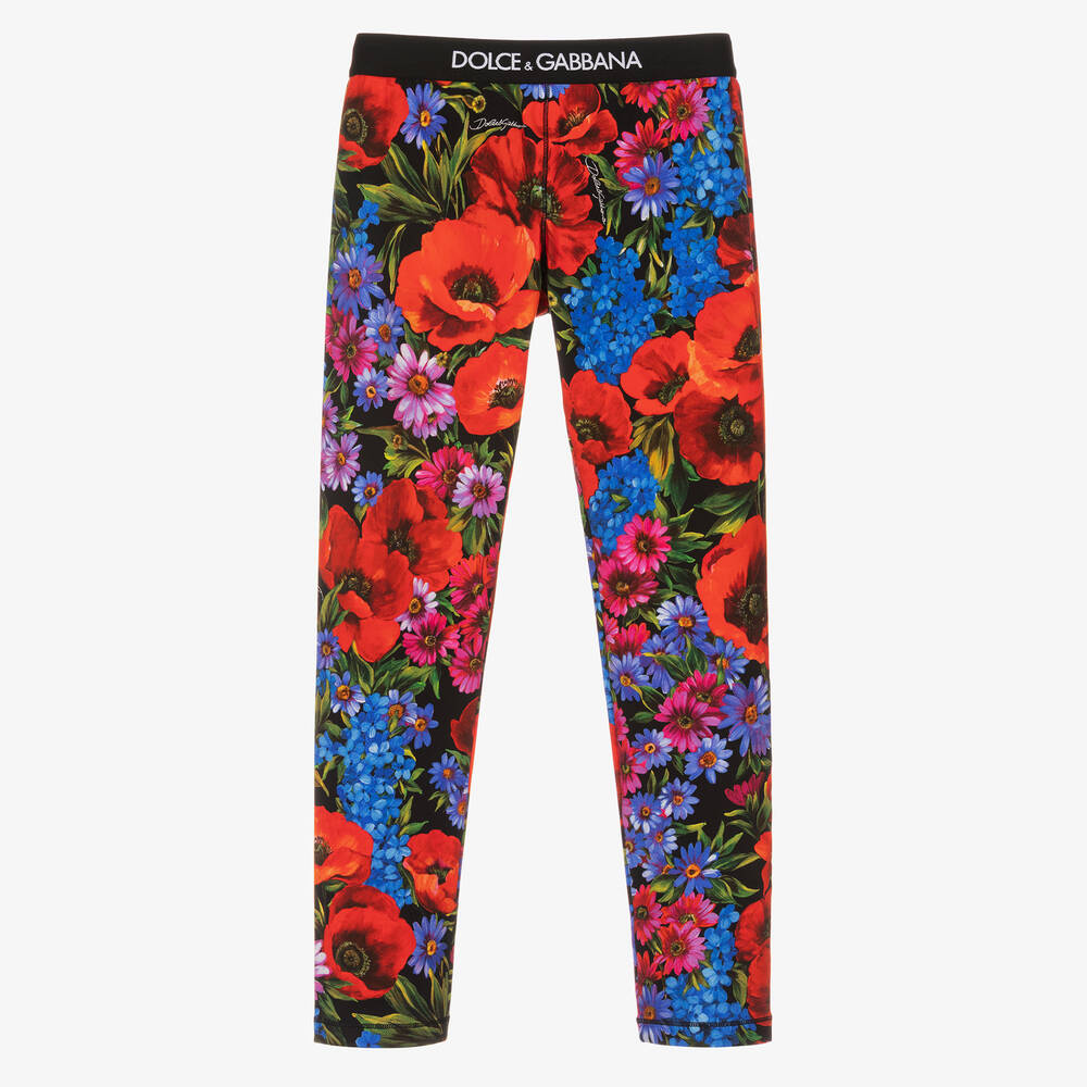 Dolce & Gabbana - Rote, geblümte Teen Leggings (M) | Childrensalon