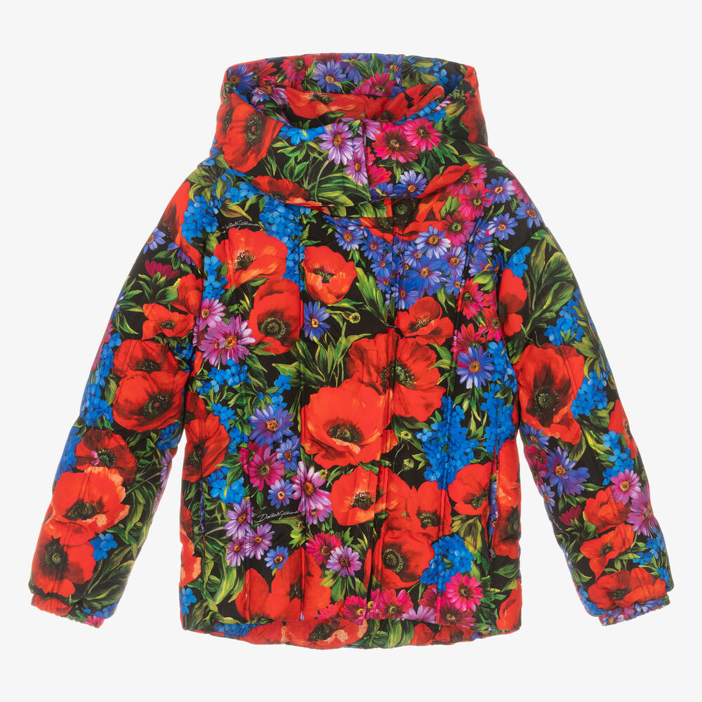 Dolce & Gabbana - Rote Teen Jacke mit Blumen (M) | Childrensalon
